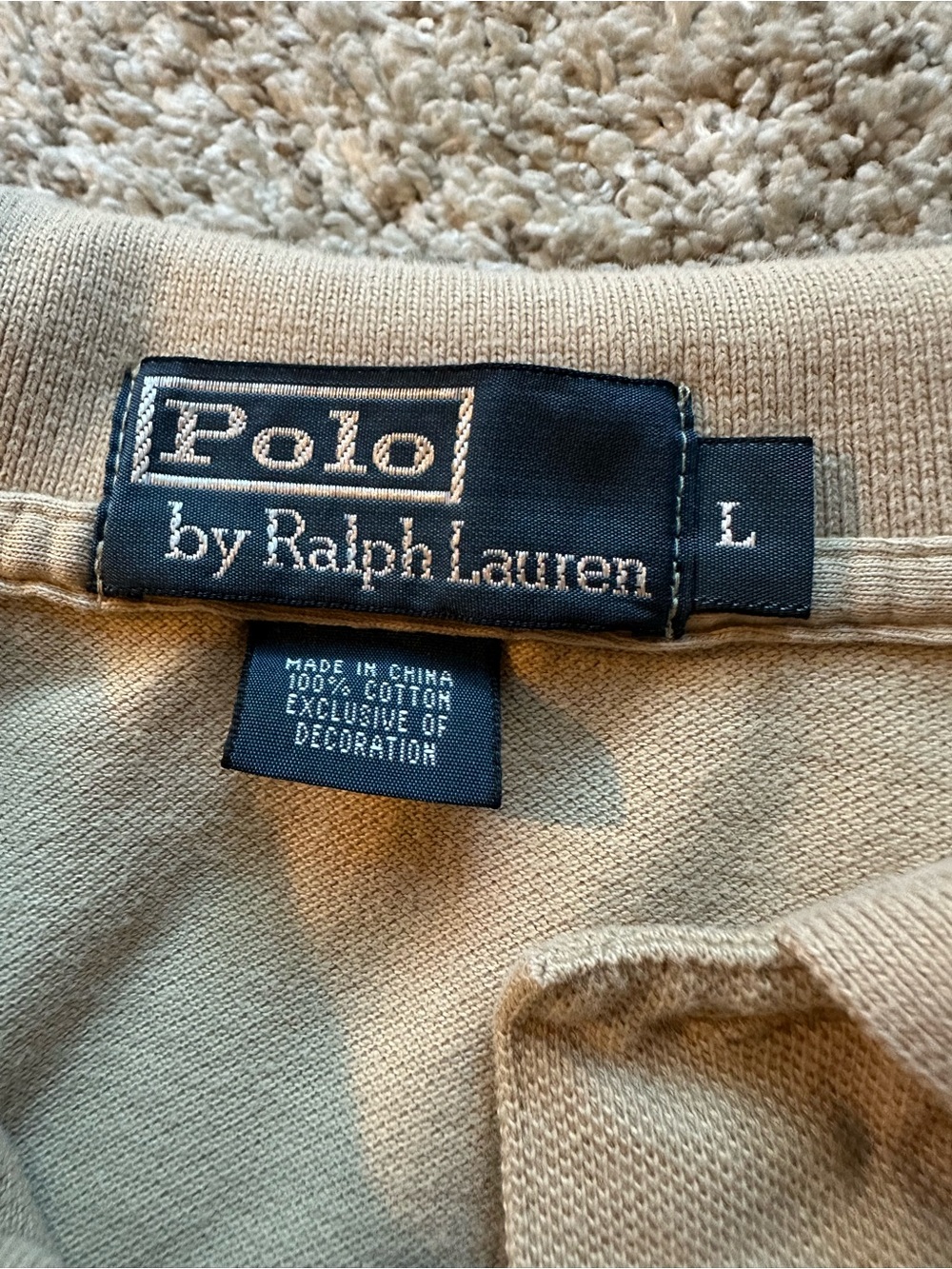 Polo by Ralph Lauren Tan Polo Shirt Men’s Large 100% Cotton - Picture 3 of 4